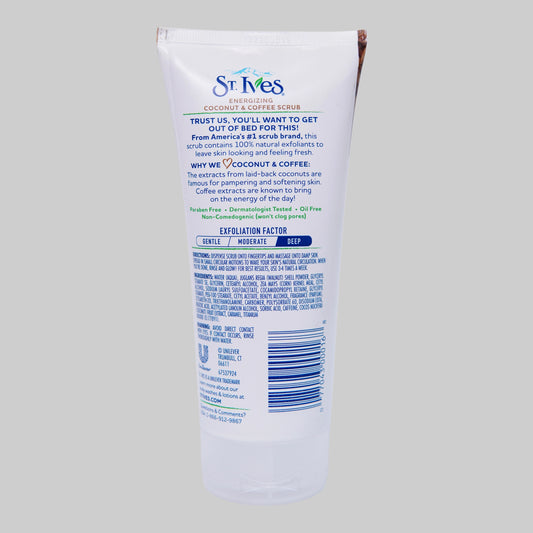St.Ives Energizing Coconut & Coffee Scrub, Tube, Paraben & Oil Free, 170g